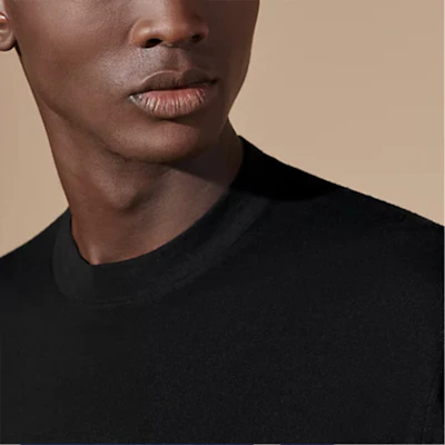 HERMES Black Ribbed Trim Crewneck Sweater H457175HA02 Purchase HERMES Black Ribbed Trim Crewneck Sweater H457175HA02