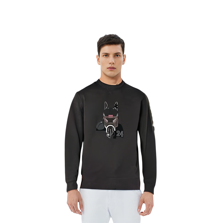 Shop 에르메스 블랙 라운드넥 디지털 프린트 긴팔 스웻셔츠 H367820HA4TLA