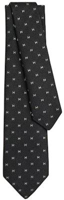 HERMES Black Silk Tie with Decorative Letter H Print H153821Tv06 Order HERMES Black Silk Tie with Decorative Letter H Print H153821Tv06