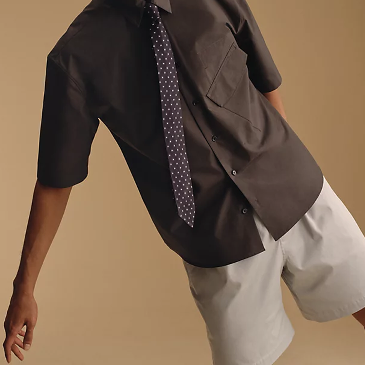 Lookbook HERMES  Black Silk Tie with Decorative Letter H Print H153821Tv06