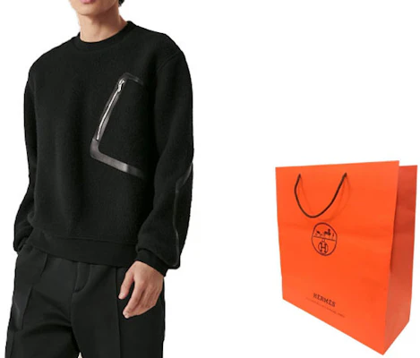 HERMES Black Solid Color Crew Neck Long Sleeve Knit Sweater H367715HA02 Shop HERMES Black Solid Color Crew Neck Long Sleeve Knit Sweater H367715HA02