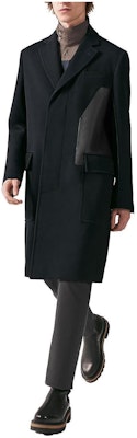 HERMES Black Solid Long Sleeve Single Breasted Coat H361220H70150 Buy HERMES Black Solid Long Sleeve Single Breasted Coat H361220H70150