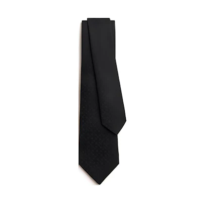 HERMES Black Tie with H Jacquard Detailing H036233T 01