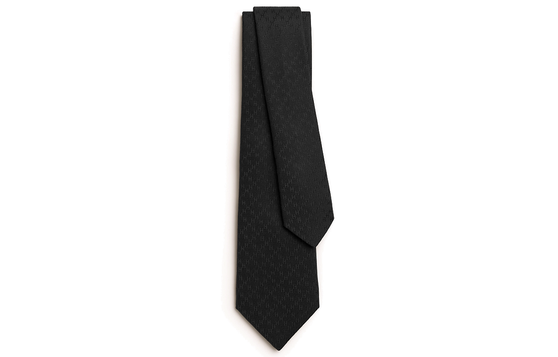 Order HERMES  Black Tie with H Jacquard Detailing H036233T 01