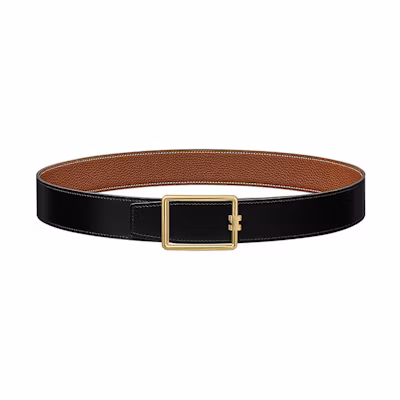 HERMES Black Togo Leather Belt with Gold Buckle, Reversible, 3.8cm Wide. H081675CP2K H077971CAAA095