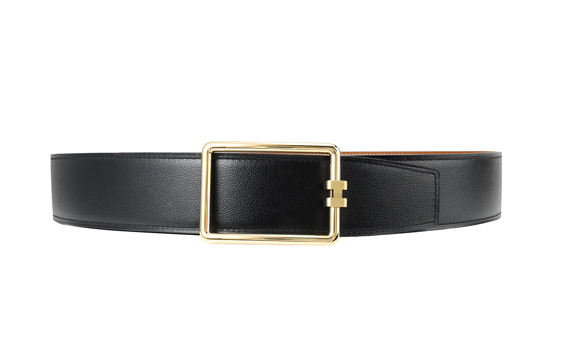 HERMES  Black Togo Leather Belt with Gold Buckle, Reversible, 3.8cm Wide. H081675CP2K H077971CAAA095 圖 3