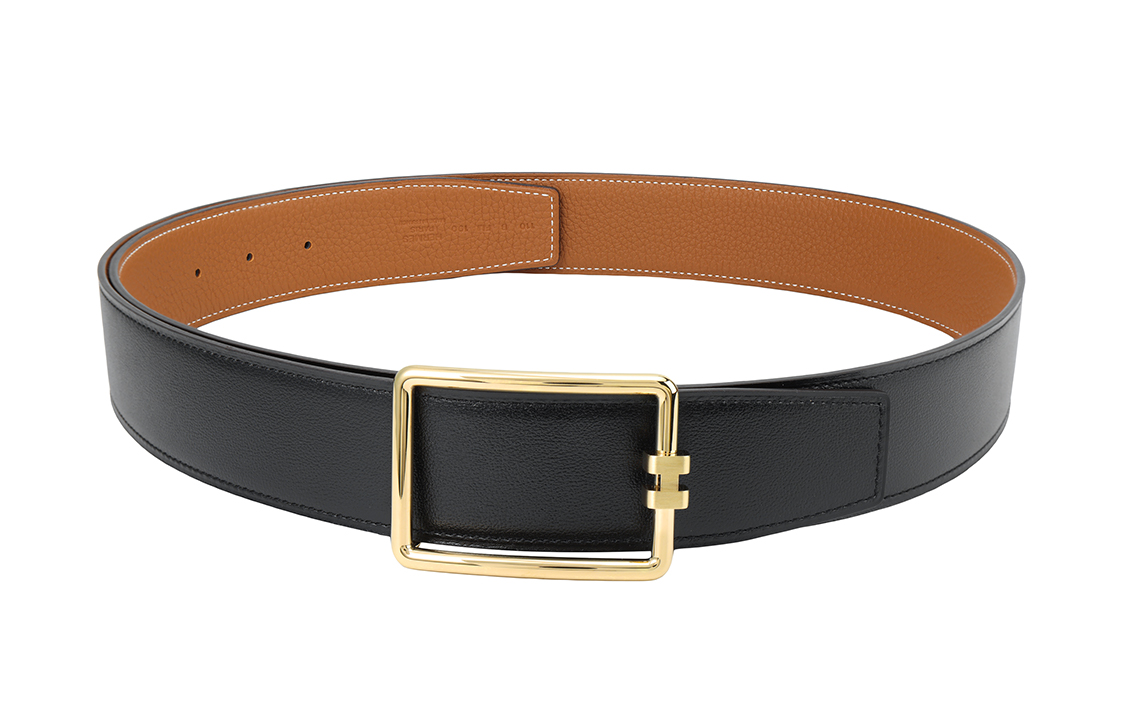 HERMES  Black Togo Leather Belt with Gold Buckle, Reversible, 3.8cm Wide. H081675CP2K H077971CAAA095 圖 4