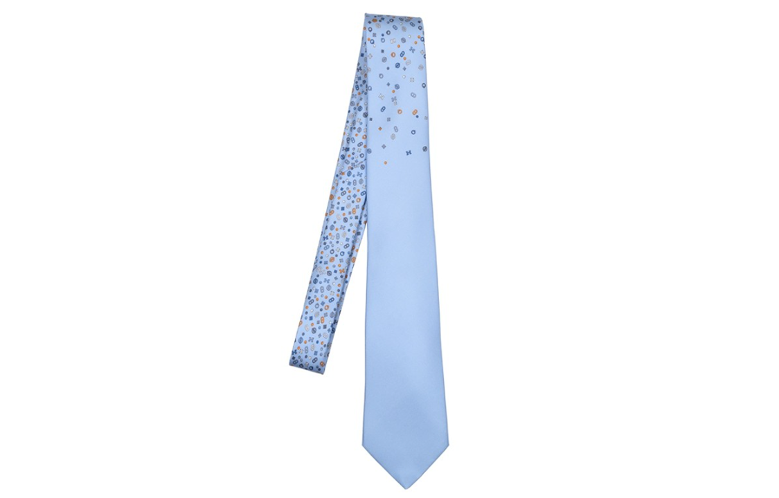 HERMES  Blue Floral Pattern Tie. TIESBLU39