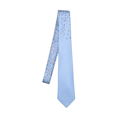 HERMES Blue Floral Pattern Tie. TIESBLU39