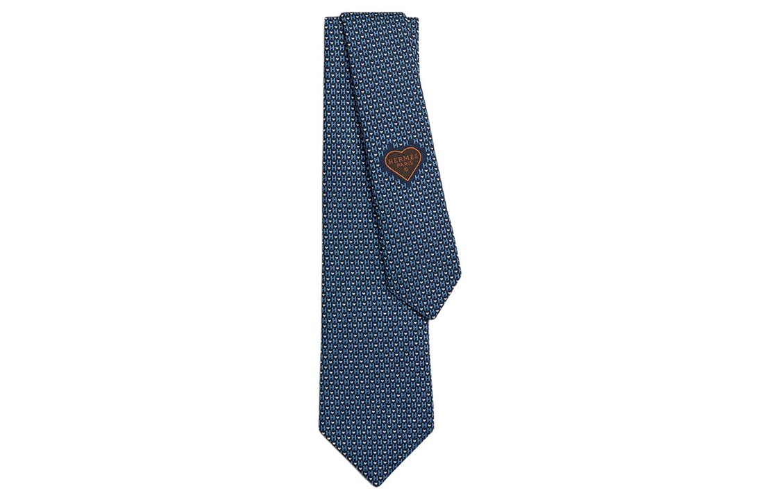 HERMES  Blue Heart Polka Dot Pattern Tie. h339353t 01