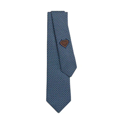 HERMES Blue Heart Polka Dot Pattern Tie. h339353t 01