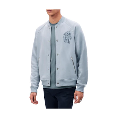 HERMES Blue Saddle Stitch Embroidered Single-Breasted Jacket. H557850HA56