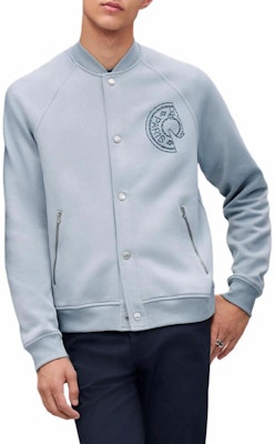 HERMES Blue Saddle Stitch Embroidered Single-Breasted Jacket. H557850HA56 Lookbook HERMES Blue Saddle Stitch Embroidered Single-Breasted Jacket. H557850HA56