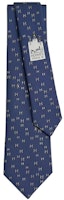 HERMES Blue Silk Tie with Alphabet Print. H006349T 17 HERMES Blue Silk Tie with Alphabet Print. H006349T 17
