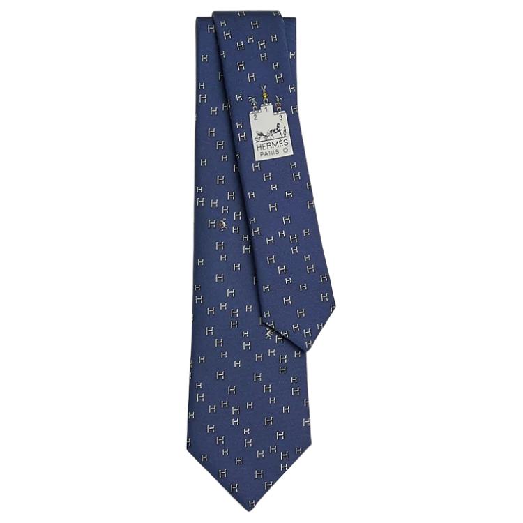 Order HERMES  Blue Silk Tie with Alphabet Print. H006349T 17