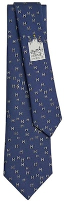 HERMES Blue Silk Tie with Alphabet Print. H006349T 17 Order HERMES Blue Silk Tie with Alphabet Print. H006349T 17