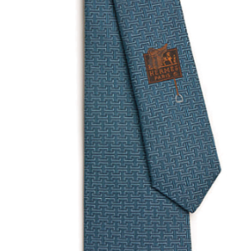 Lookbook HERMES  Blue Silk Tie with Logo Design. H339374Tv08