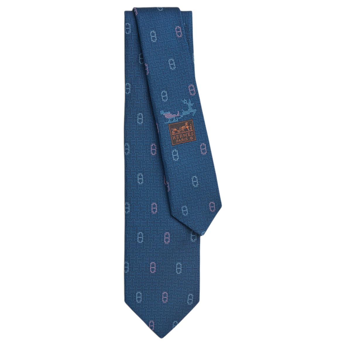 HERMES  Blue Silk Tie with Logo Design. H339404T 圖 2