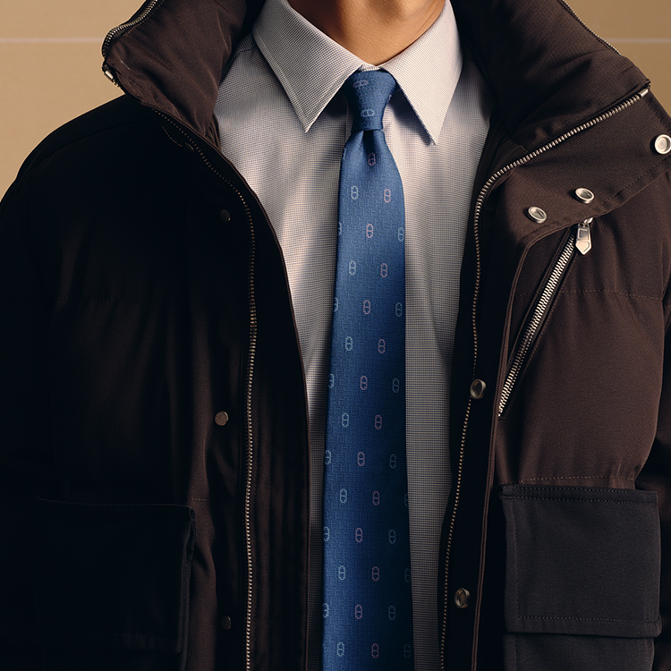 HERMES  Blue Silk Tie with Logo Design. H339404T 圖 3