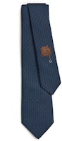 HERMES Blue Silk Tie with Logo Embroidery. H339374T 02 HERMES Blue Silk Tie with Logo Embroidery. H339374T 02