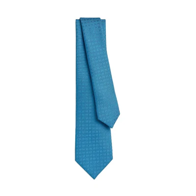 HERMES Blue Tie with "H" Letter Design. H036321Tv88