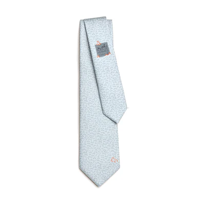 HERMES Blue Tie with Exquisite Rabbit Pattern Design H006306T-20