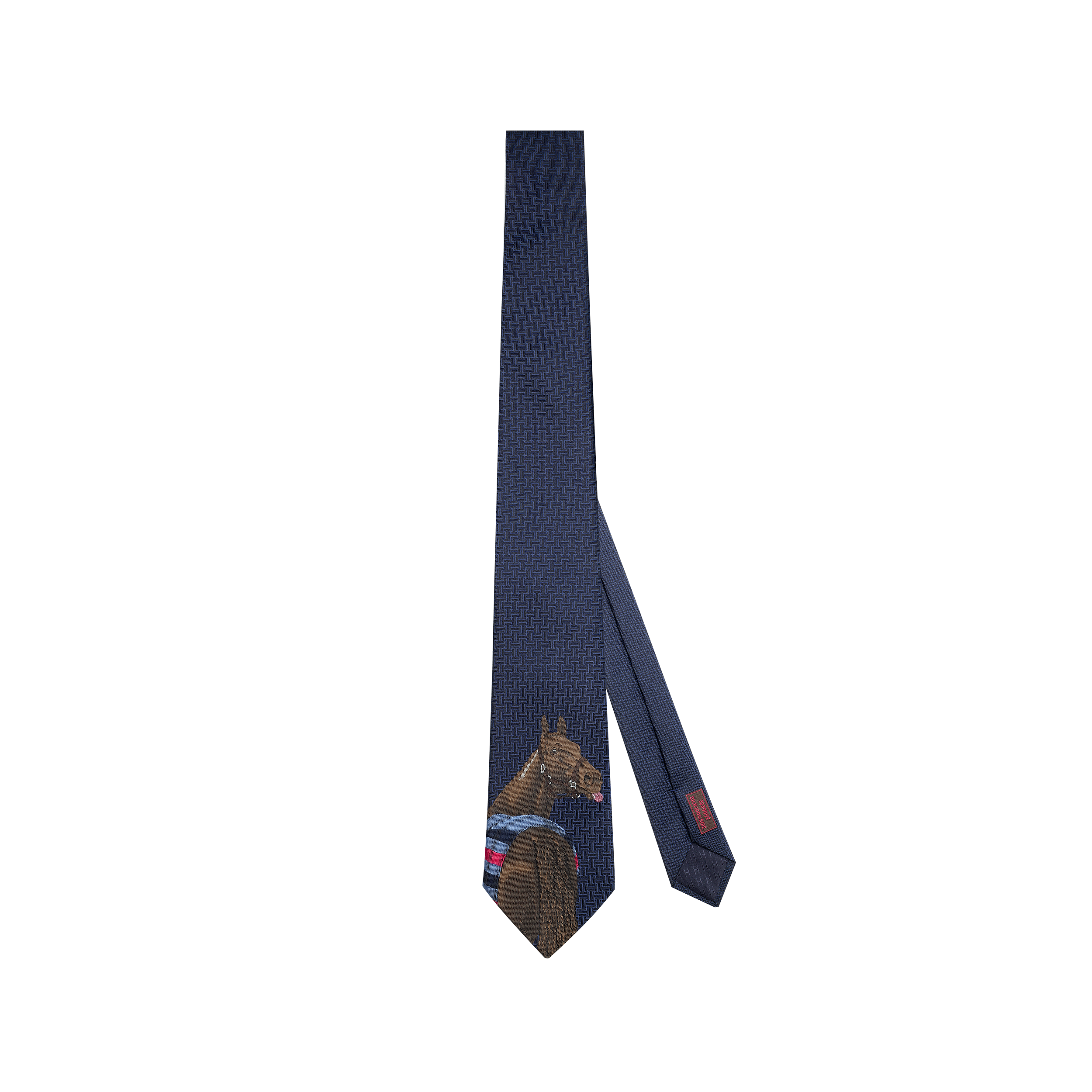 HERMES  Blue Tie with Horse-Shaped Ornament Design. H333999T01