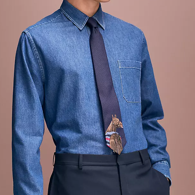 HERMES  Blue Tie with Horse-Shaped Ornament Design. H333999T01 圖 5