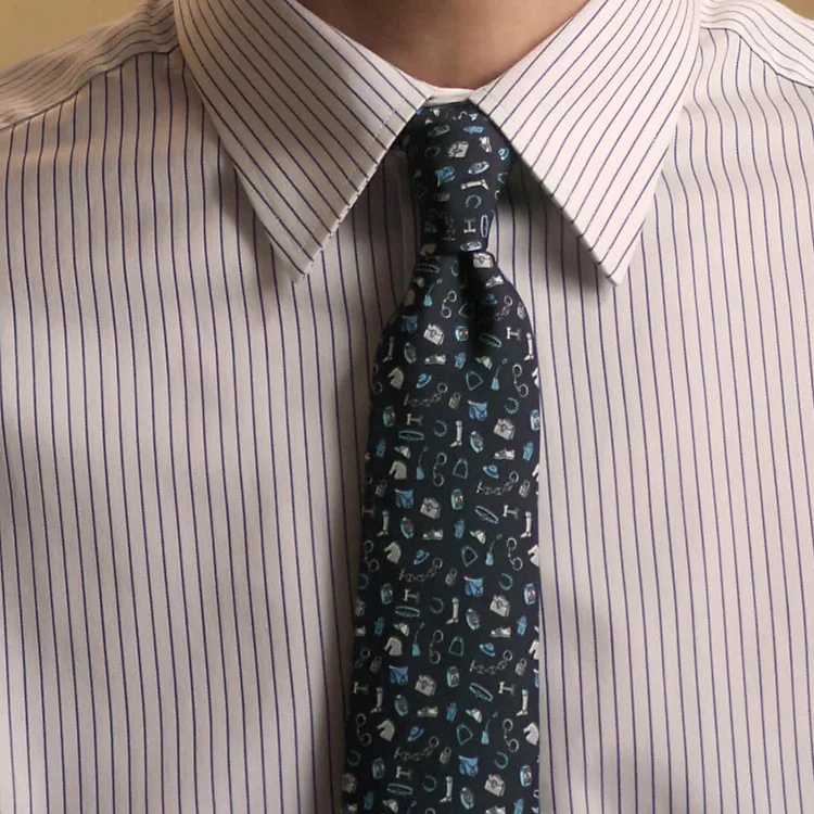 HERMES  Blue Tie with Mini Print Pattern. H006354Tv01 圖 4