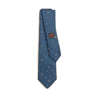 HERMES Blue Tie with Square Logo Design. H336120Tv03