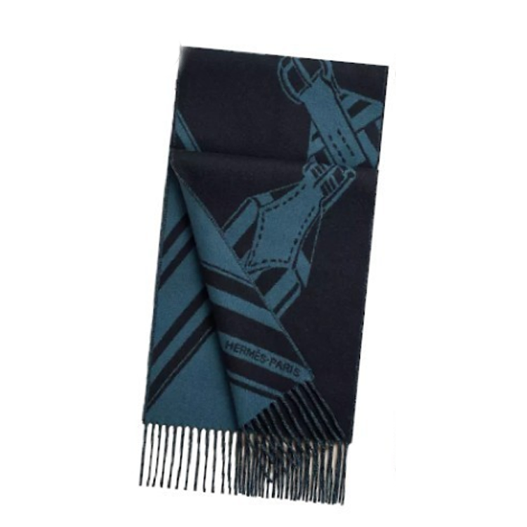 HERMES  Blue Twill Jacquard Patterned Scarf H394808T05 圖 2