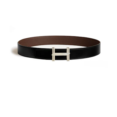 HERMES Brown Calfskin Leather Belt with Metal Letter Buckle 3.8CM Wide H010639UQ2K-H077971CAAB090