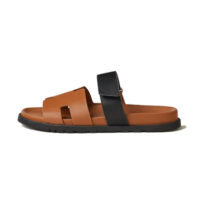 HERMES 'Brown Leather Slide'