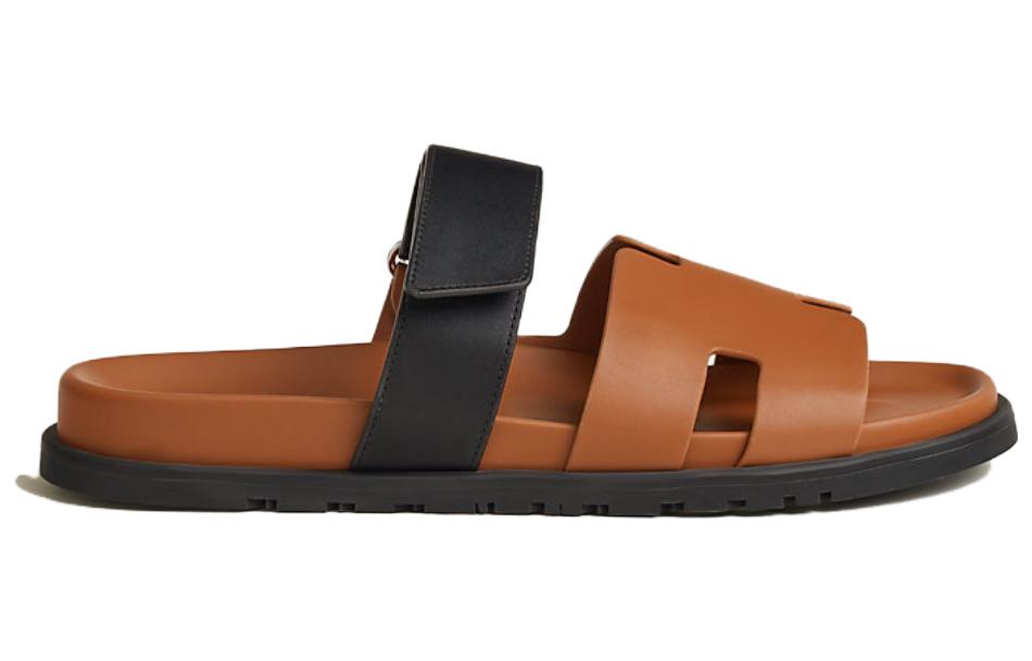 Order 에르메스 브라운 가죽 슬라이드 샌들 H222858Z-HA3