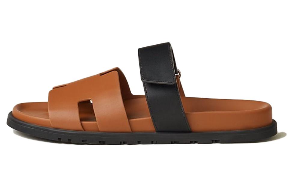 HERMES ブラウンレザー スライドサンダル 45 HERMES ブラウンレザー スライドサンダル 45