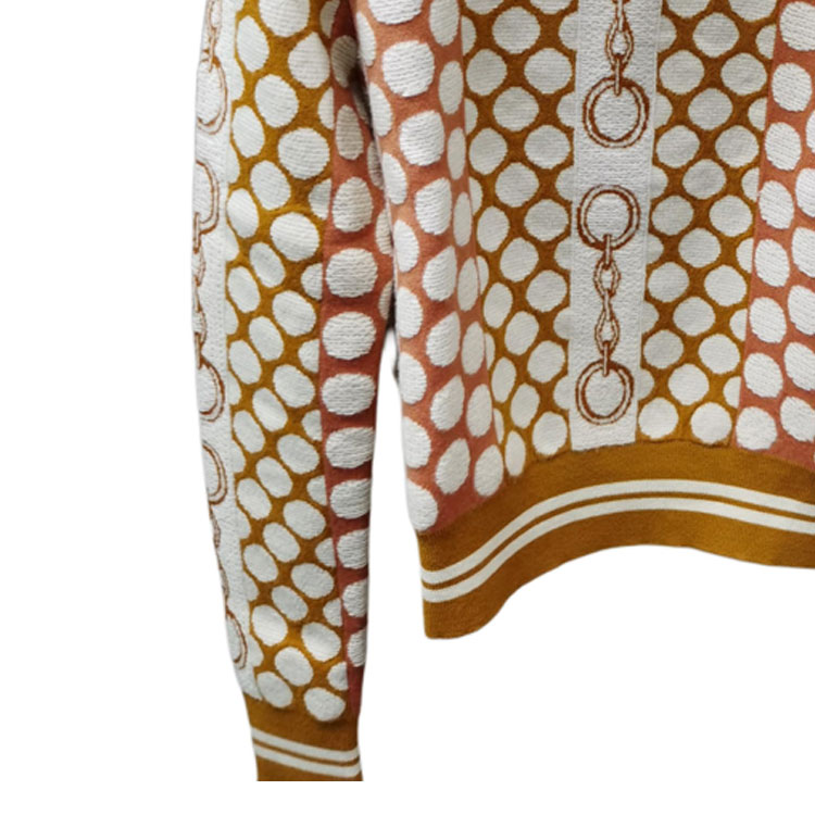 Lookbook HERMES  Brown Polka Dot Striped Print Casual Crewneck Sweater 0H2614D8Y2