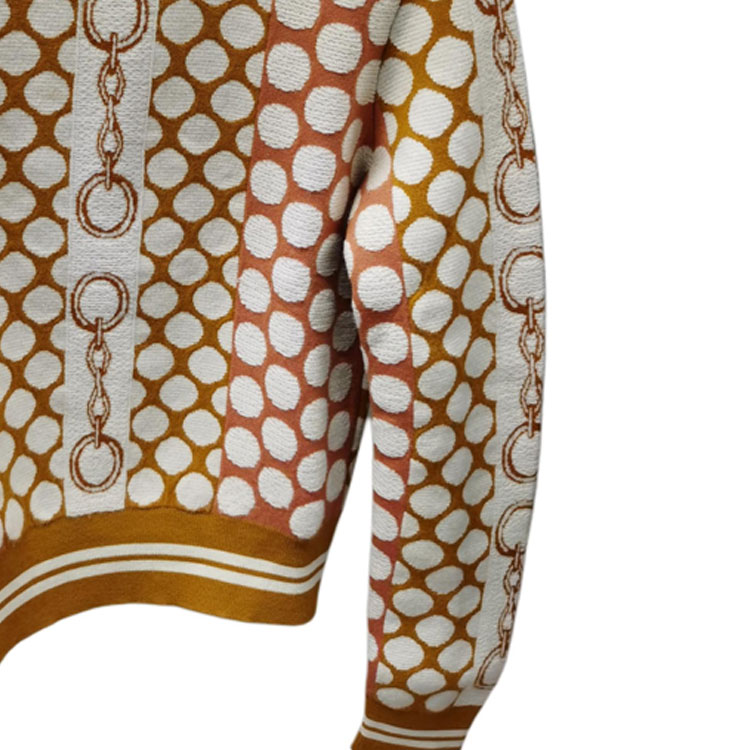 Shop HERMES  Brown Polka Dot Striped Print Casual Crewneck Sweater 0H2614D8Y2