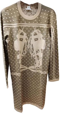 HERMES Brown Printed Round-Neck Long-Sleeve Short Dress. 892506D7F7 Buy HERMES Brown Printed Round-Neck Long-Sleeve Short Dress. 892506D7F7