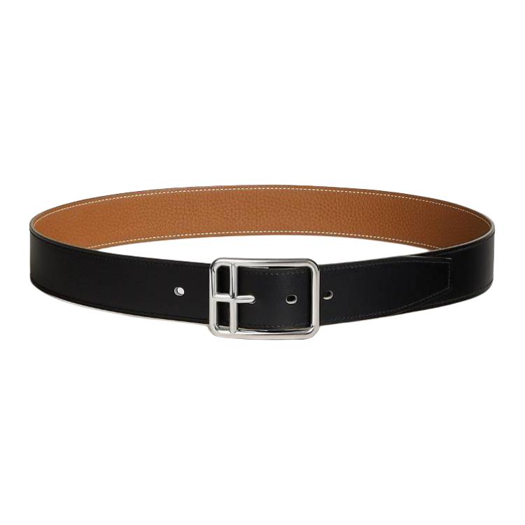 HERMES  Calfskin Leather Belt Black/Brown Palladium Buckle 3.8CM Wide H081101CKAC085 圖 2