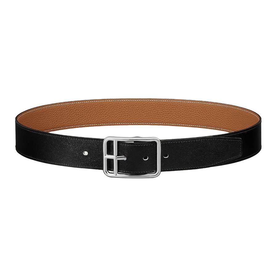 HERMES  Calfskin Leather Belt Black/Brown Palladium Buckle 3.8CM Wide H081101CKAC085 圖 3