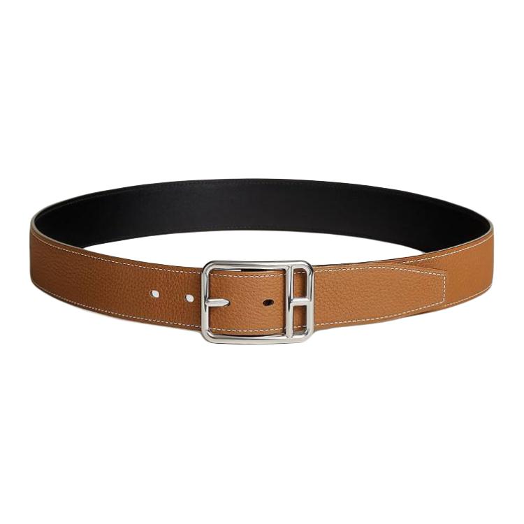 HERMES  Calfskin Leather Belt Black/Brown Palladium Buckle 3.8CM Wide H081101CKAC085 圖 4