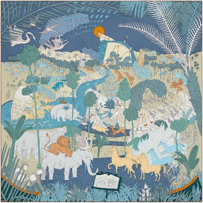 HERMES "Carnival of Animals" 90cm Luxury Fashion Silk Scarf Unisex Multicolor H003953S 09 Buy HERMES "Carnival of Animals" 90cm Luxury Fashion Silk Scarf Unisex Multicolor H003953S 09