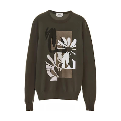 HERMES Cashmere Knit Sweater Round Neck Algae Green. H257010HA2O