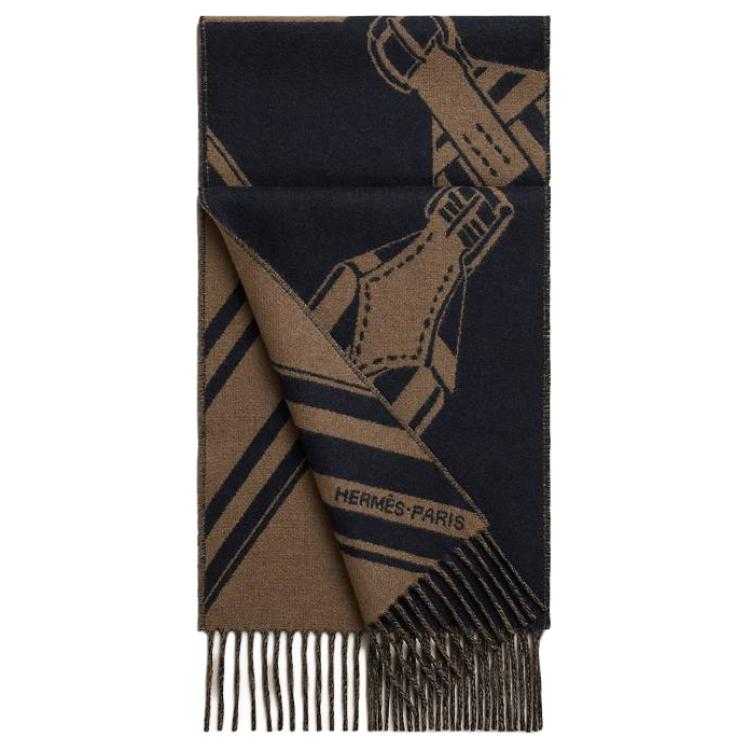 HERMES  Cashmere Logo Scarf Brown Color. H394808T02 圖 2