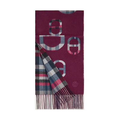 HERMES Cashmere Multicolor Scarf with Tassels Maillons Tartan Embroidery. H394068T-05