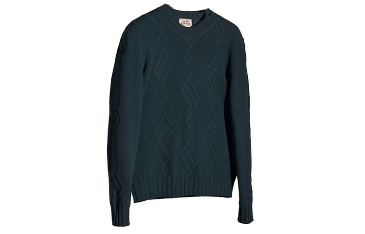 Order HERMES  Cashmere Sweater Geometric Jacquard Crewneck Dark Green. H167090HA65ME