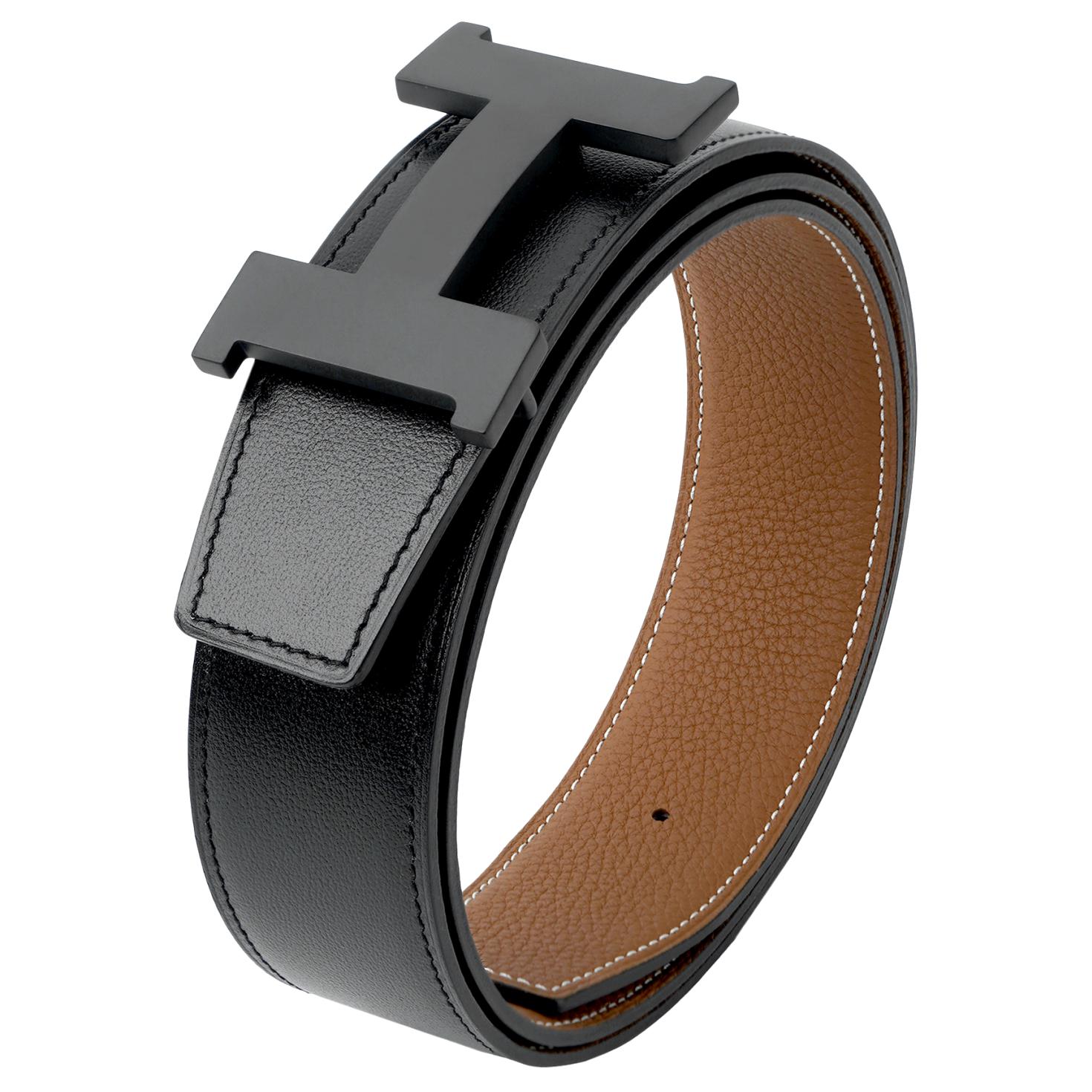 Shop HERMES Ikat Pinggang Klasik - Hitam/Ebony, Desain Sederhana, Lebar 3.8cm. H081106CH89-H081779CAAA095