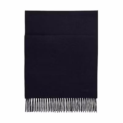 HERMES Classic Solid Color Wool Scarf Black Navy H393700T 30