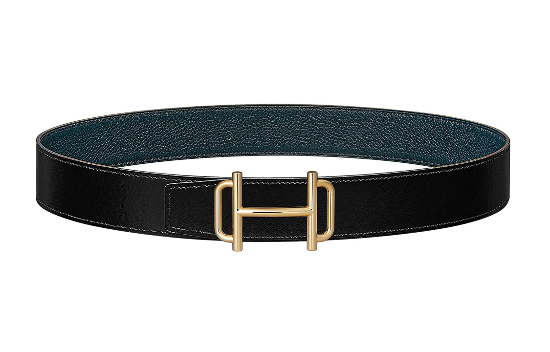 HERMES  Classic Style Leather Belt Black/Navy 3.8cm Reversible H075370CP2K  H077971CAAE