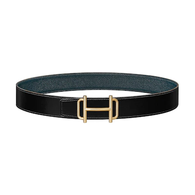 HERMES Classic Style Leather Belt Black/Navy 3.8cm Reversible H075370CP2K H077971CAAE